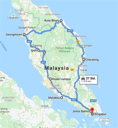 singapore to malaysia distance